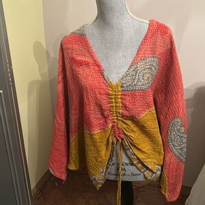 KB One of a kind print!!✨vintage Kantha ~versatile cinched front top~ free size✨
